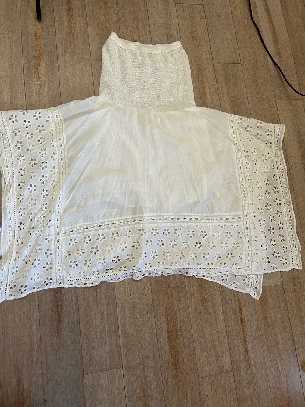 White cotton Eyelet Asymmetrical Maxi Skirt - Women size M - Picture 7 of 15